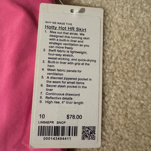 NWT lululemon Hotty Hot High Rise Skirt Size 10 Sonic Pink 4” inseam - Picture 7 of 7